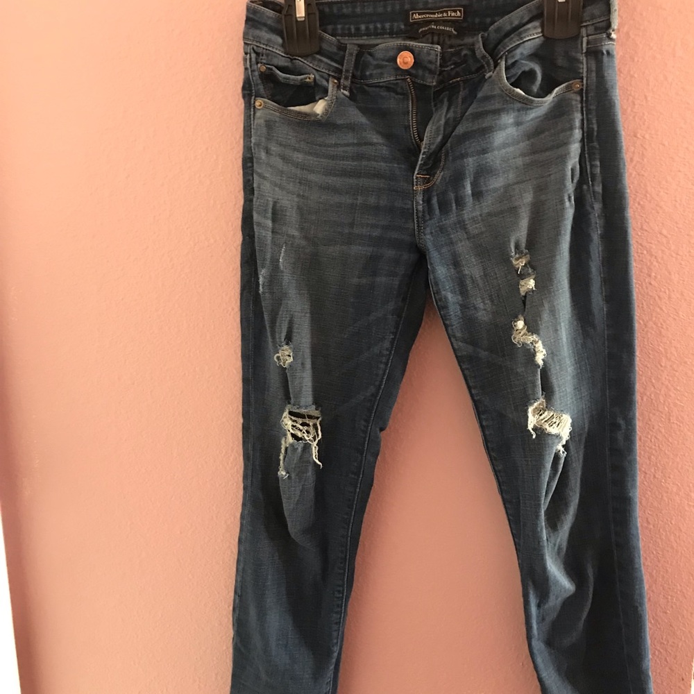 Dark Blue Ripped Jeans | High Waisted